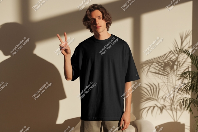 Man black t shirt peace sign t-shirt