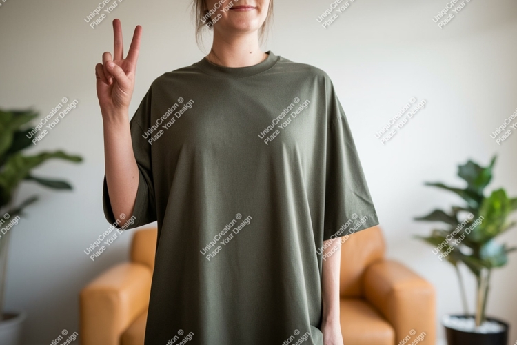 Green t shirt peace sign image