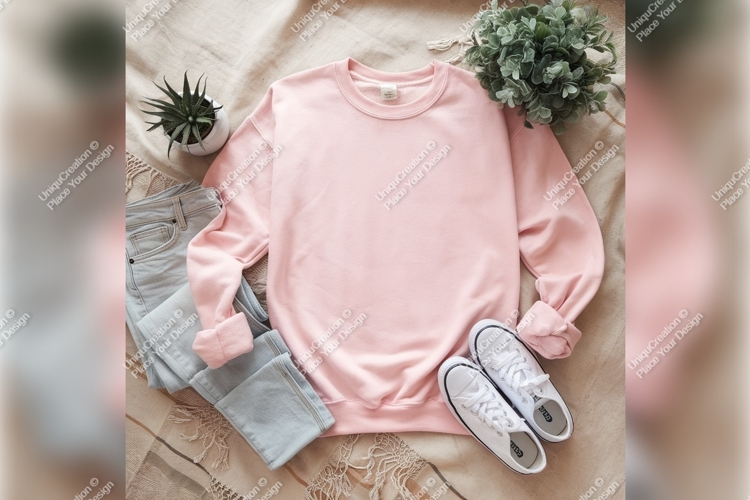 Pink Tshirt Mockup Flat Lay Clothing Arrangement
