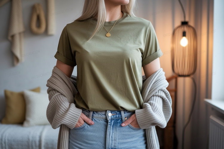 Olive green t shirt mockup image