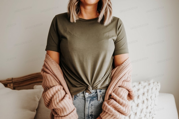 Olive tee pink knit cardigan image