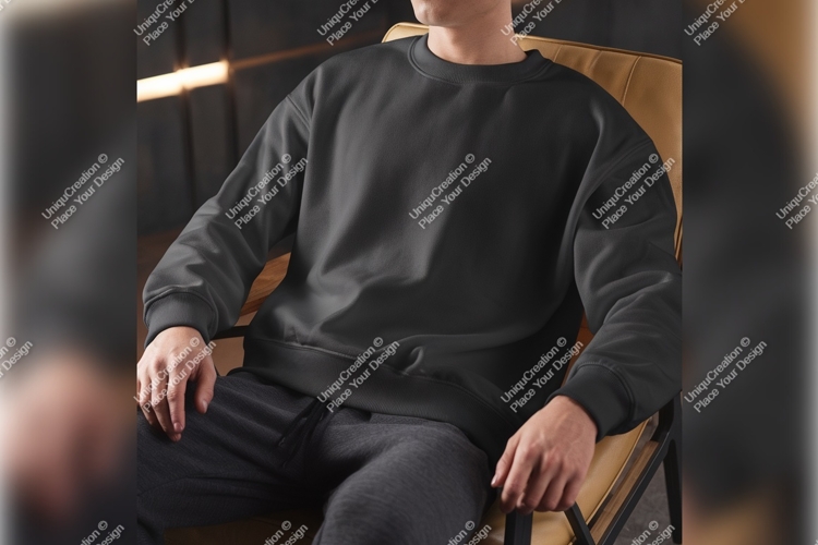 Man In Gray Sweatshirt Tshirt Mockup
