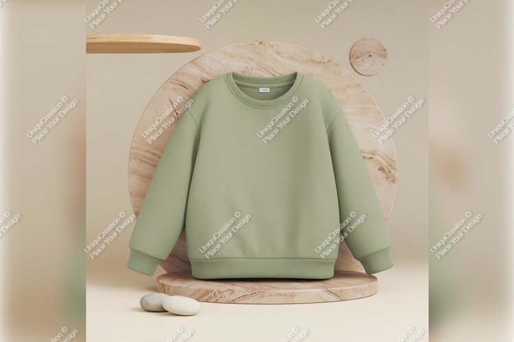 Olive Green Sweatshirt Tshirt Mockup Display