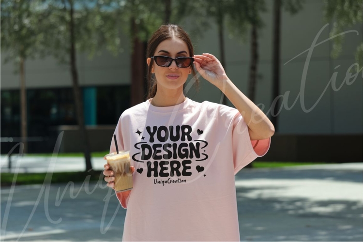 Blush Pink Streetwear T-Shirt Mockup example image 1