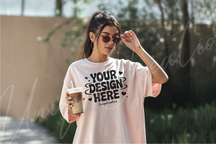 Light Brown Aesthetic T-Shirt Mockup example image 1