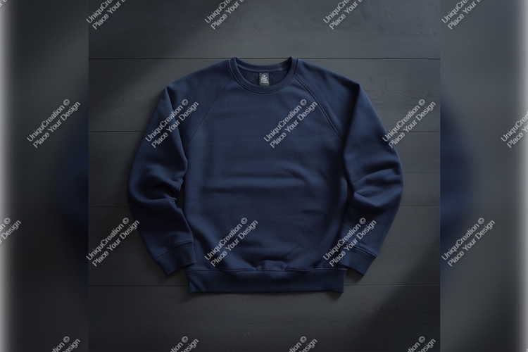 Navy Blue Sweatshirt Flat Lay Tshirt Mockup