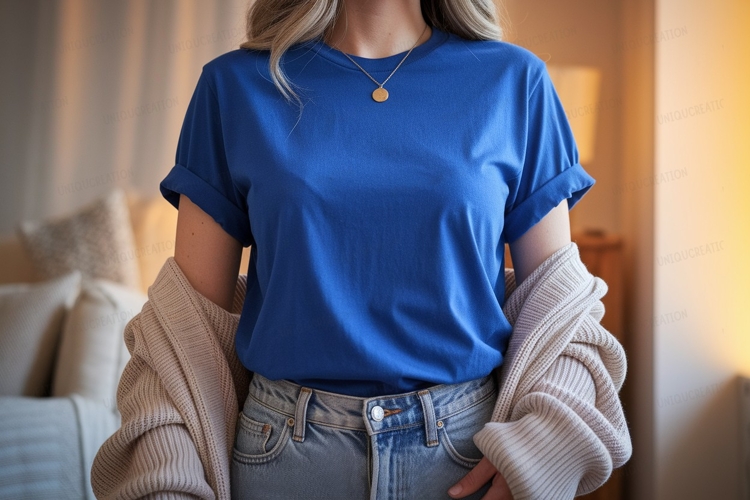 Blue shirt casual outfit mockup