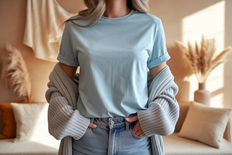 Light blue t shirt mockup clothing