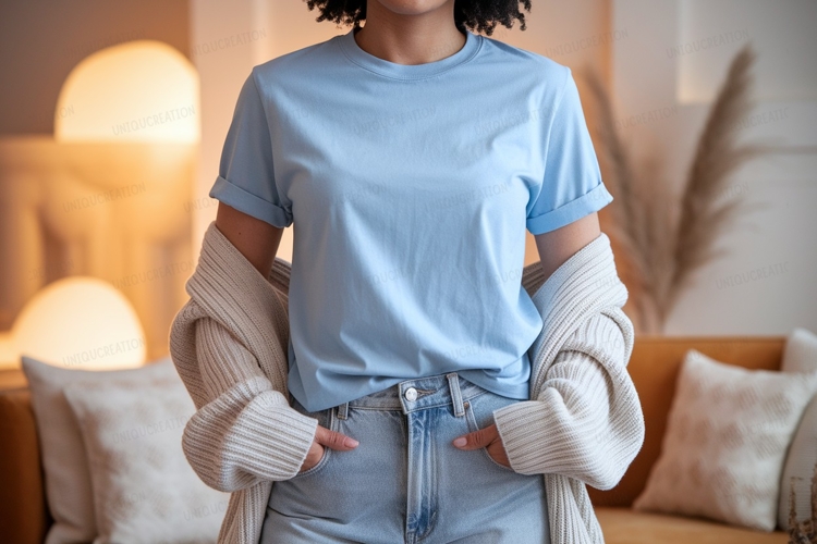 Light blue t shirt mockup clothing