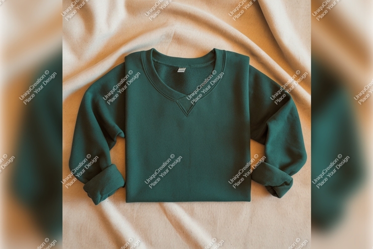 Dark Green Tshirt Mockup Flat Lay