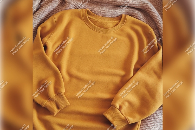 Yellow Sweatshirt On Blanket Tshirt Mockup