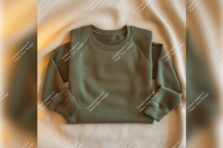 Olive Green Tshirt Mockup On Fabric