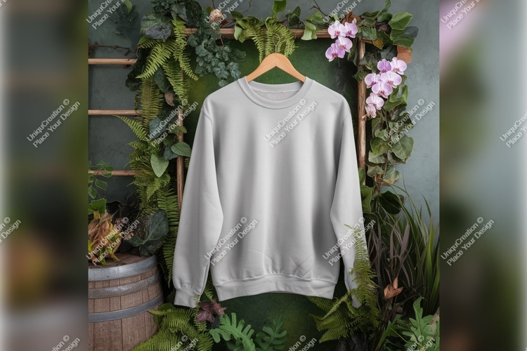 Grey Tshirt Mockup On Wooden Hanger Nature