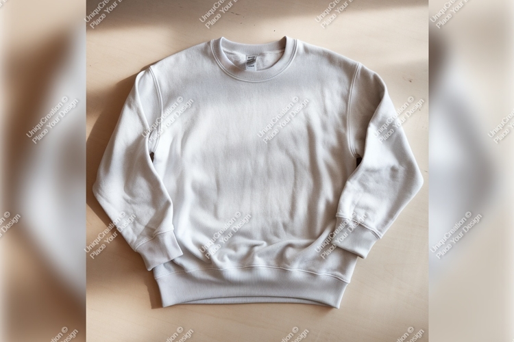 Light Grey Crewneck Tshirt Mockup On Wood