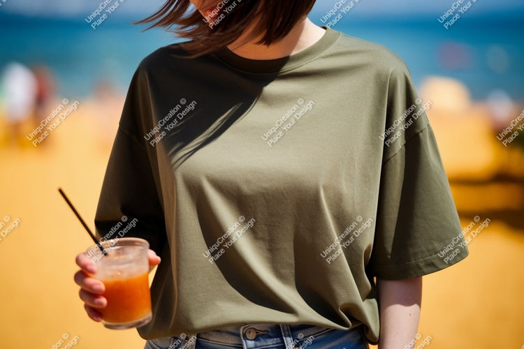 Olive green t shirt mockup png image