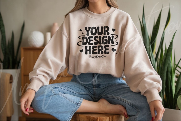 Muted Beige Casual Sweatshirt Mockup