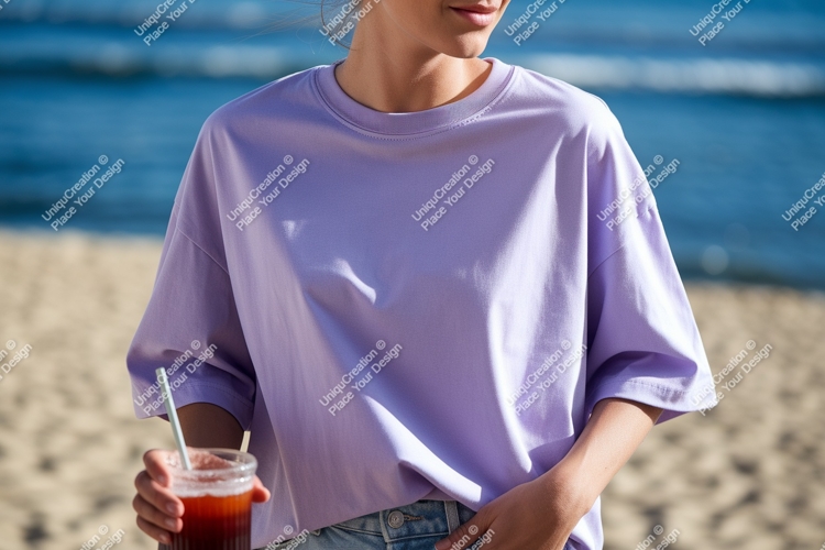 Lavender tee drink beach t-shirt beverage