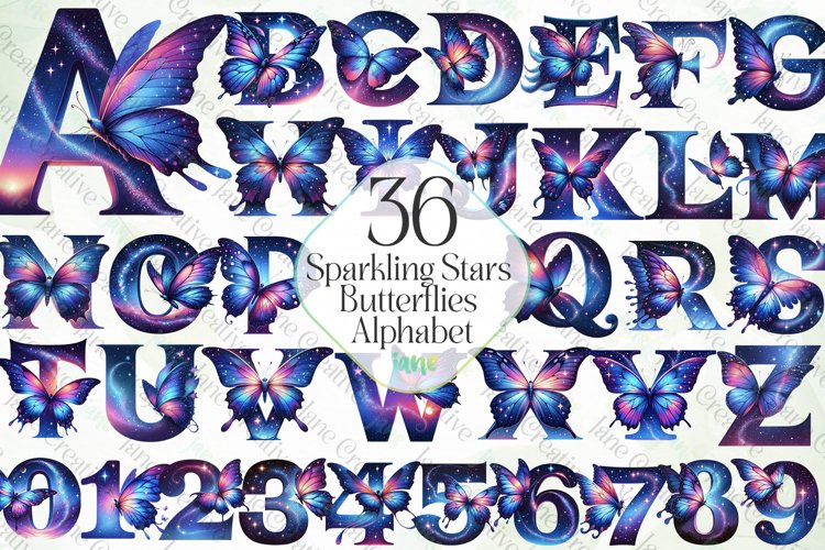 Sparkling Stars Butterflies Alphabet