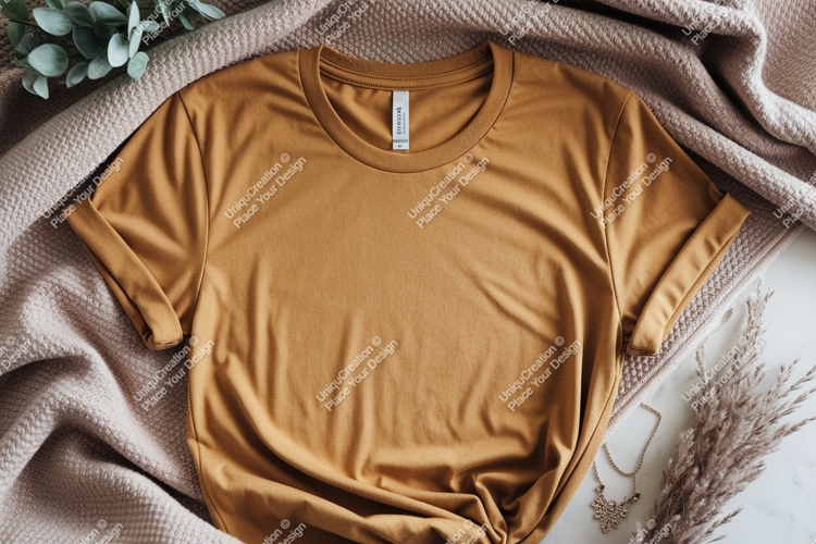 Mustard yellow t shirt mockup image