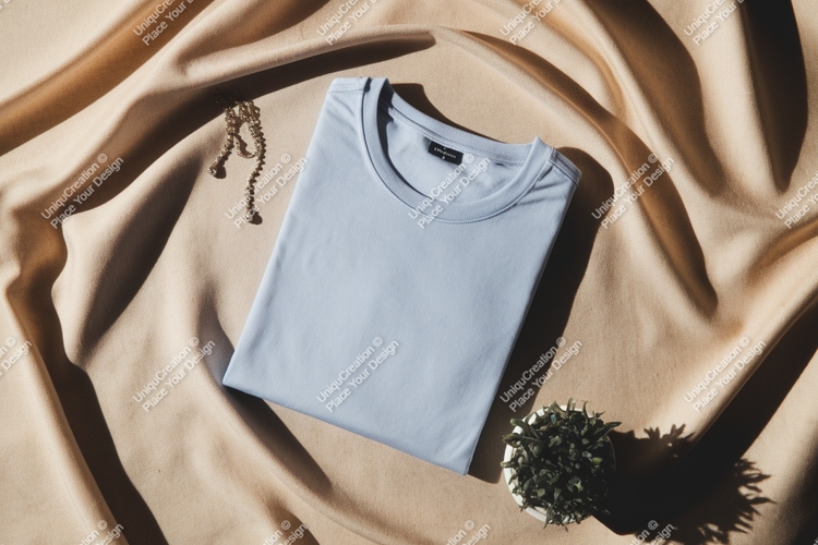Blue t shirt draped fabric jewelry plant image
