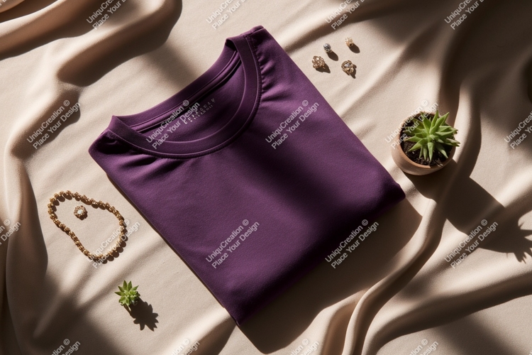 Purple shirt jewelry plant mockup image