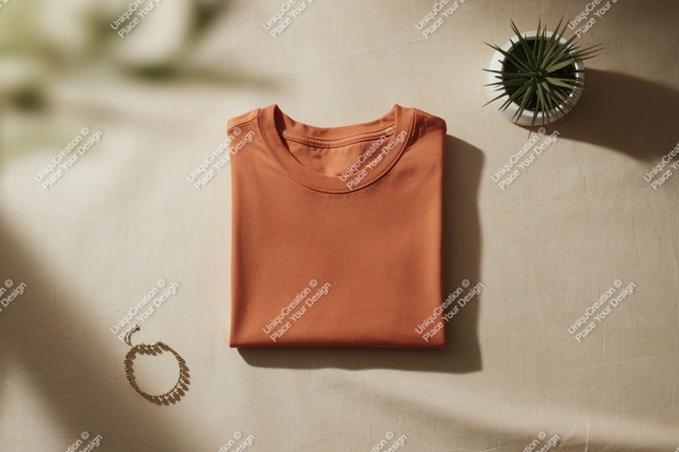 Orange t shirt plant bracelet folded example image 1