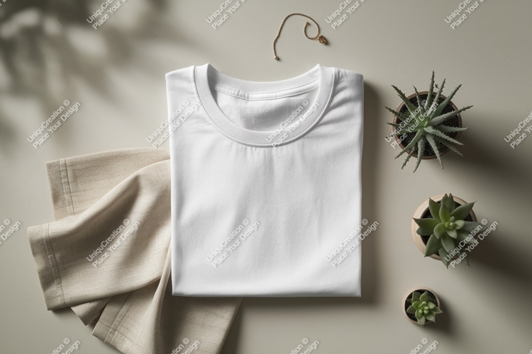 Orange shirt mockup with plant and bracelet image