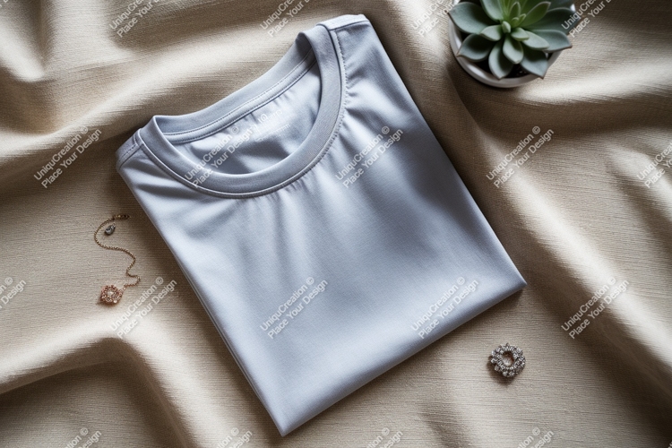 Light blue t shirt jewelry succulent mockup