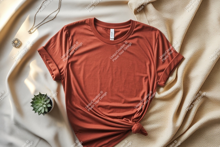 Terracotta tee draped elegantly shirt clothing