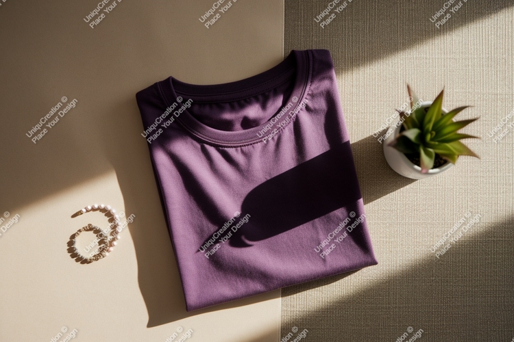 Purple T Shirt Pearl Bracelet Plant Mockup t-shirt