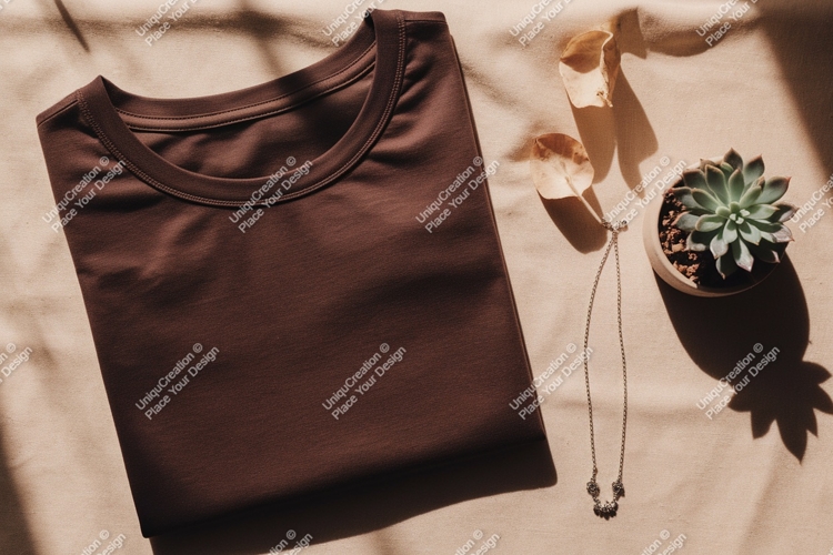 Brown t shirt necklace succulent plant t-shirt