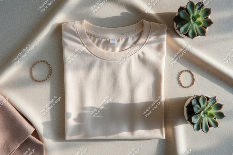 Cream shirt with succulents and jewelry plant example image 1