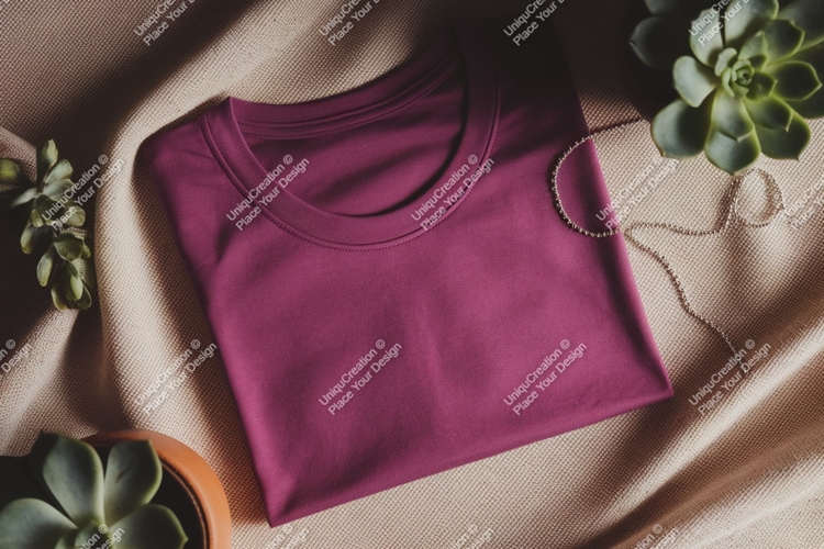 Magenta t shirt succulent necklace mockup image