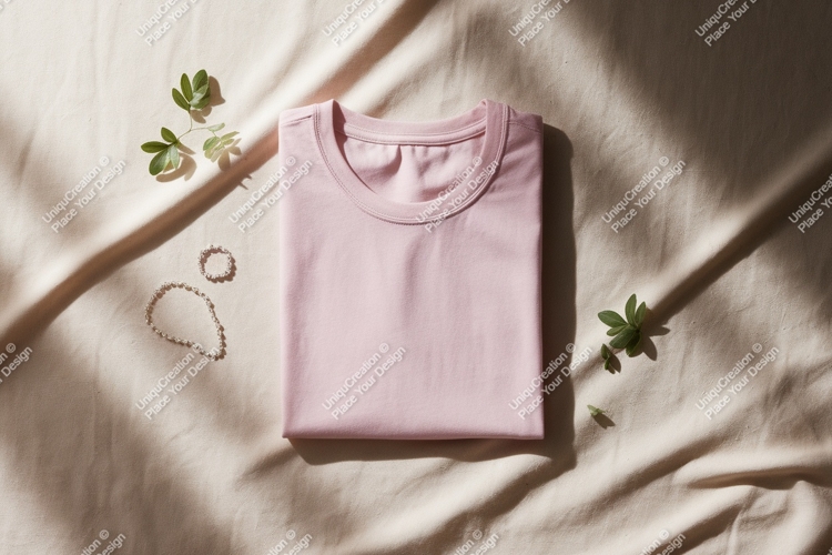 Pink t shirt pearl jewelry leaves image example image 1