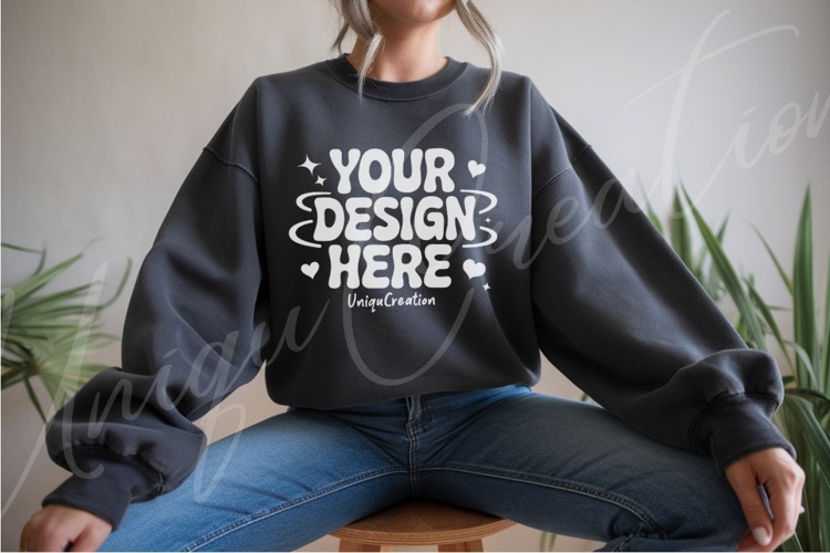 Charcoal Black Streetwear Sweatshirt Mockup example image 1