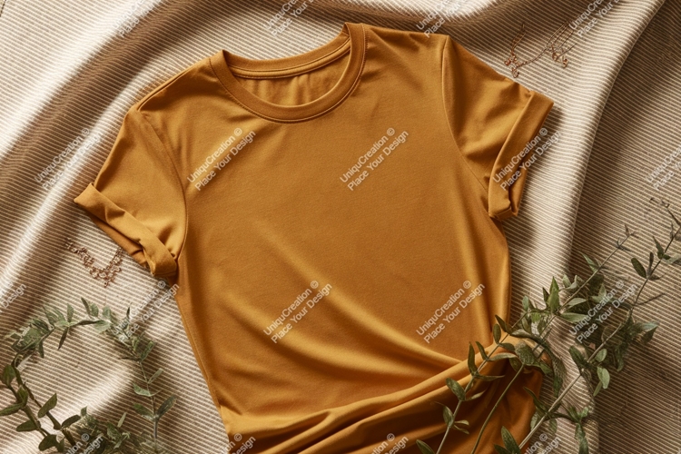 Mustard yellow t shirt mockup image