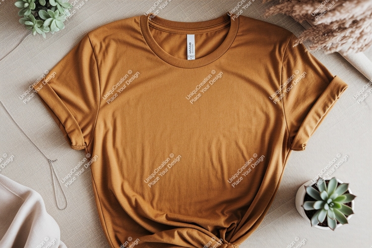 Amber t shirt mockup with plants and necklace clothing example image 1