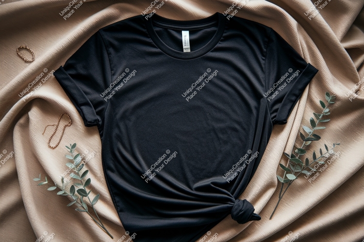 Black crew neck t shirt mockup image