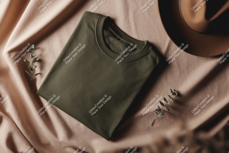 Olive green t shirt mockup clothing