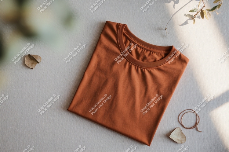 Brown t shirt with leaf and necklace clothing apparel