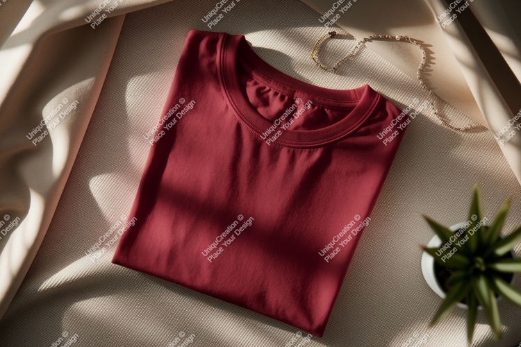 Crimson shirt draped fabric jewelry plant image