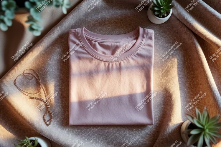 Pink shirt jewelry plants clothing mockup