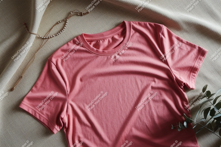 Pink t shirt jewelry mockup clothing