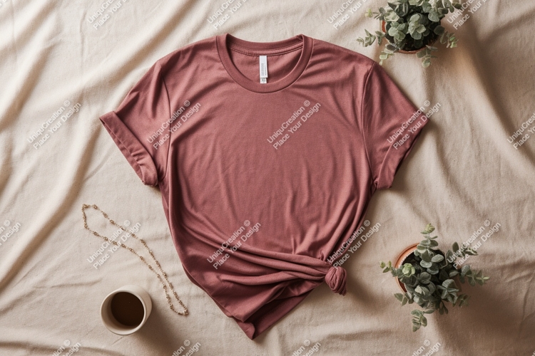 Rose pink t shirt with knot mockup
