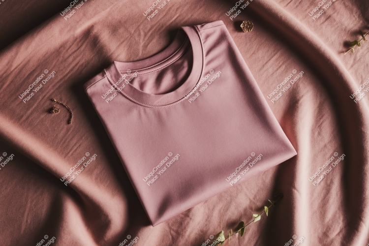 Pink t shirt jewelry eucalyptus mockup