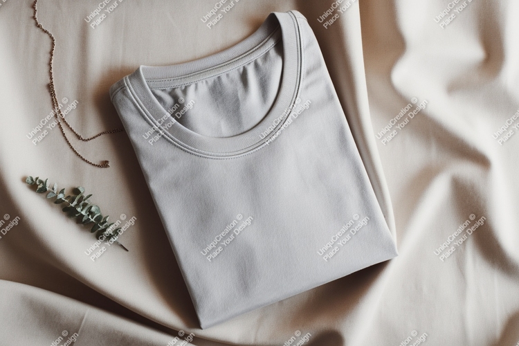 Gray t shirt draped fabric necklace image