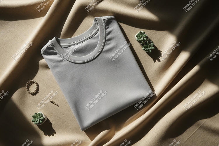 Folded grey t shirt soft fabric image