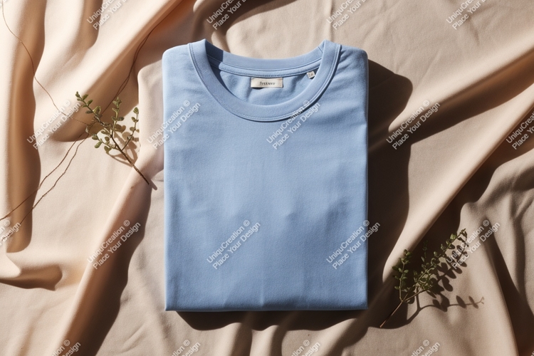 Blue cotton t shirt draped fabric image