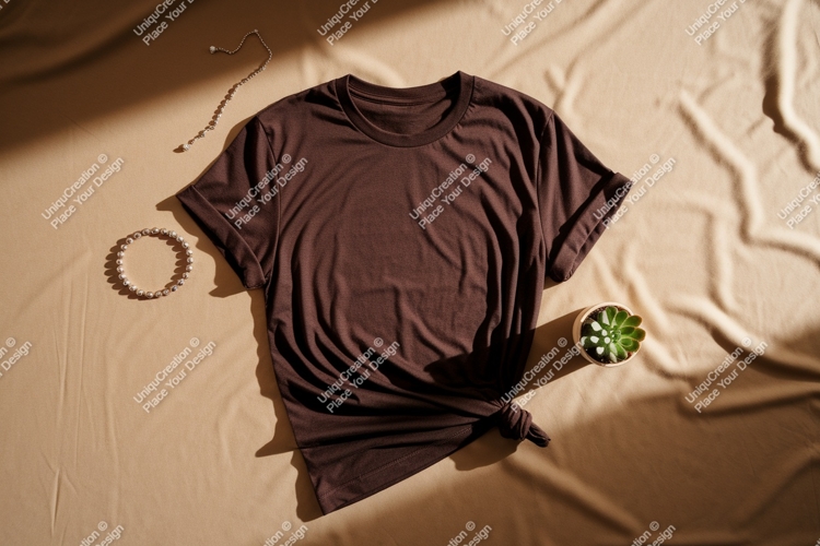 Brown t shirt pearl jewelry succulent plant bracelet