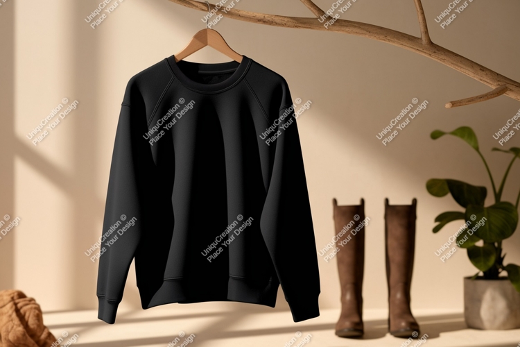 Black sweatshirt hanging on branch clothing apparel